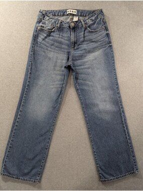 S.O.N.G. Jeans Juniors 11/30 Blue Medium Wash High Rise Relaxed Straight Denim